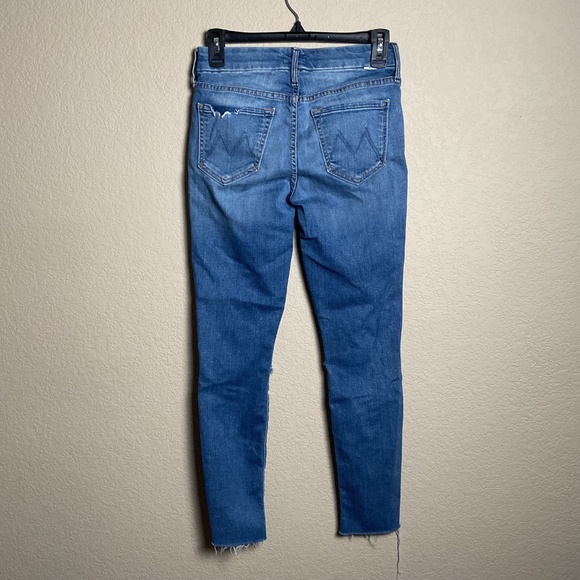MOTHER‎ Womens 24 Looker Ankle Fray Distressed Midrise Blue Denim Jeans - Picture 2 of 9